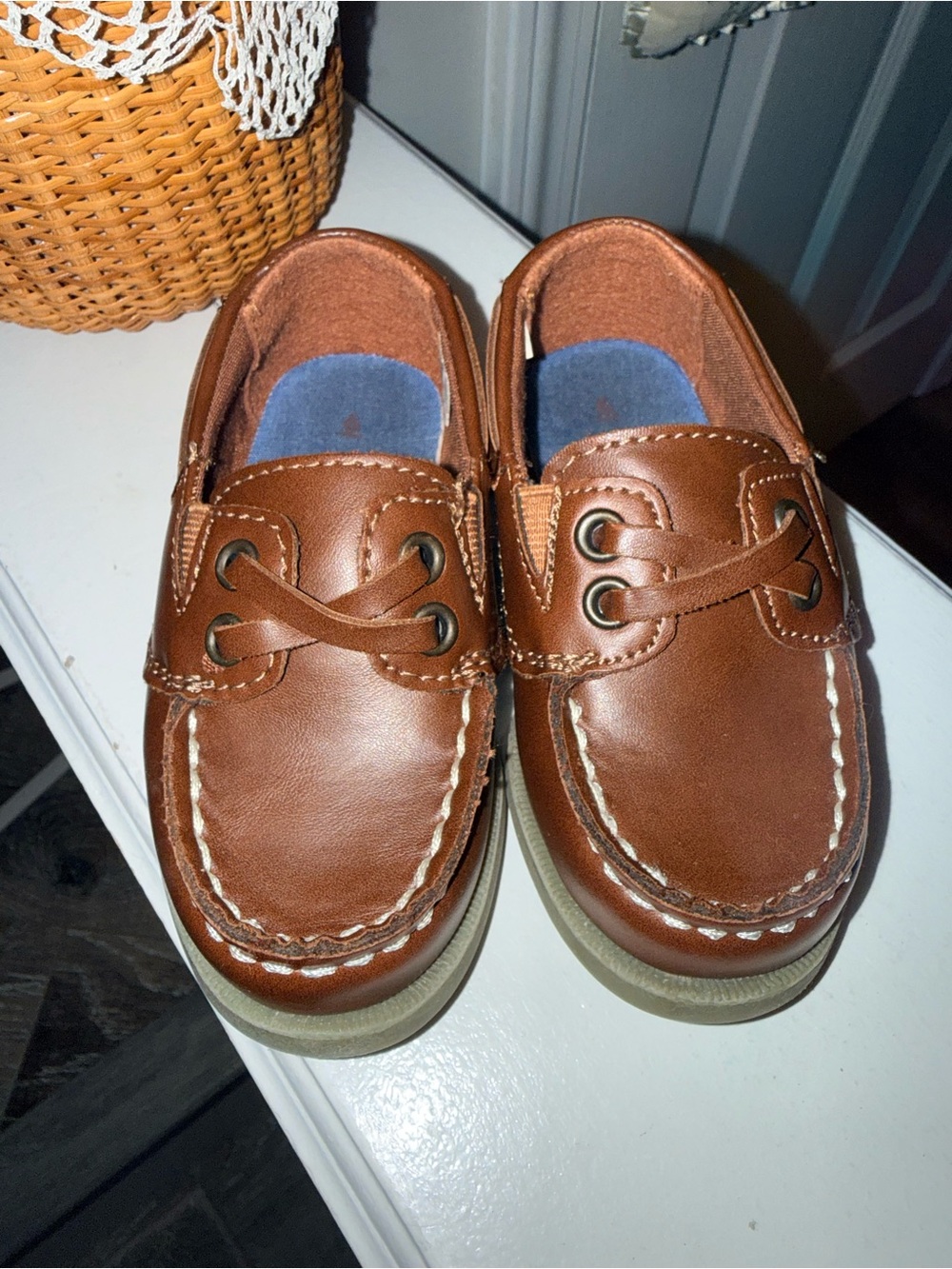 Carter's Boys Brown Leather Slip-On Boat Shoes